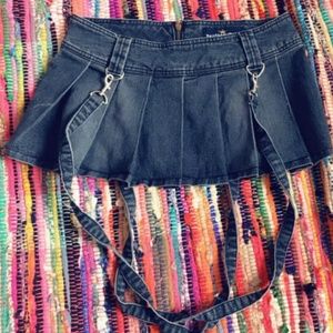 Womens jean school girl pleated bondage skirt,  3